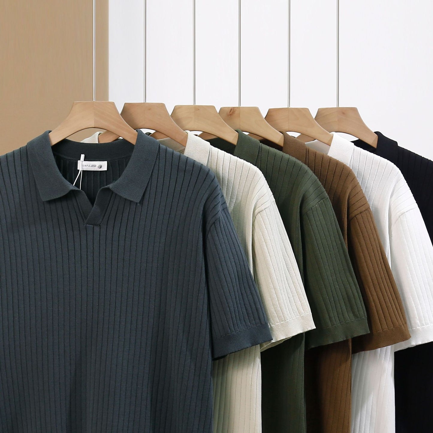 American Lapel Sunken Stripe Jacquard Sweater